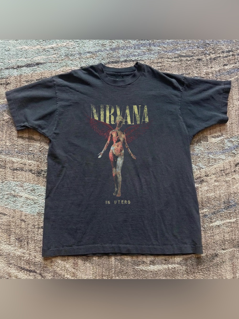 Nirvana In Utero Angel Band Gildan Tee Black Grunge Rock Graphic T-Shirt